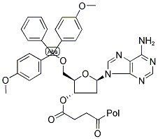 DIMETHOXYTRITYL DEOXY ADENOSINE-SUCCINYL-LONG CHAIN ALKYL AMINE-CONTROLLED PORE GLASS Struktur