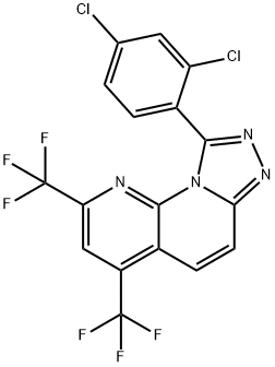 9-(2,4-DICHLOROPHENYL)-2,4-BIS(TRIFLUOROMETHYL)[1,2,4]TRIAZOLO[4,3-A][1,8]NAPHTHYRIDINE Struktur