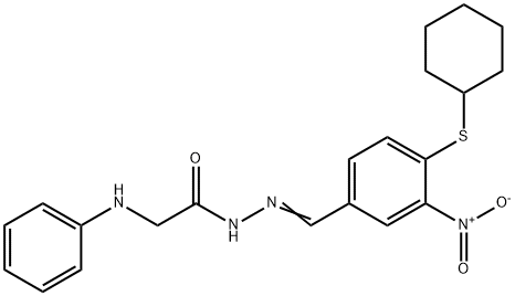 2-ANILINO-N'-([4-(CYCLOHEXYLSULFANYL)-3-NITROPHENYL]METHYLENE)ACETOHYDRAZIDE Struktur