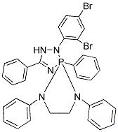 1-(2,4-DIBROMOPHENYL)-3,5,6,9-TETRAPHENYL-1,2,4,6,9-PENTAAZA-5LAMBDA5-PHOSPHASPIRO[4.4]NON-3-ENE Struktur