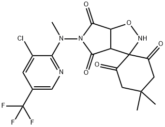 5-[[3-CHLORO-5-(TRIFLUOROMETHYL)-2-PYRIDINYL](METHYLAMINO)]-3,3-SPIRO[2-(5,5-DIMETHYL CYCLOHEXANE-1,3-DIONYL)]DIHYDRO-2H-PYROLO[3,4-D]ISOXAZOLE-4,6-(3H,5H)-DIONE Struktur