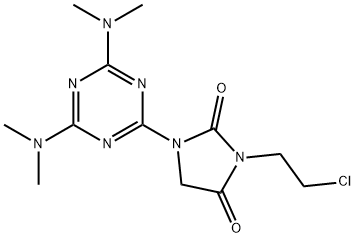 1-[4,6-BIS(DIMETHYLAMINO)-1,3,5-TRIAZIN-2-YL]-3-(2-CHLOROETHYL)IMIDAZOLIDINE-2,4-DIONE Struktur