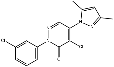 4-CHLORO-2-(3-CHLOROPHENYL)-5-(3,5-DIMETHYL-1H-PYRAZOL-1-YL)-3(2H)-PYRIDAZINONE Struktur