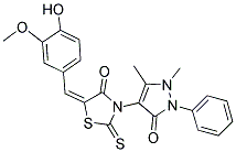 (5E)-3-(1,5-DIMETHYL-3-OXO-2-PHENYL-2,3-DIHYDRO-1H-PYRAZOL-4-YL)-5-(4-HYDROXY-3-METHOXYBENZYLIDENE)-2-THIOXO-1,3-THIAZOLIDIN-4-ONE Struktur