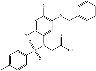 2-(5-(BENZYLOXY)-2,4-DICHLORO[(4-METHYLPHENYL)SULFONYL]ANILINO)ACETIC ACID Struktur