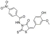 N-[(5E)-5-(4-HYDROXY-3-METHOXYBENZYLIDENE)-4-OXO-2-THIOXO-1,3-THIAZOLIDIN-3-YL]-4-NITROBENZAMIDE Struktur