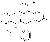 N-[2-(2-ETHYL-6-METHYLANILINO)-2-OXO-1-PHENYLETHYL]-2-FLUORO-N-ISOBUTYLBENZAMIDE Struktur