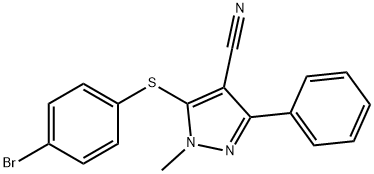 5-[(4-BROMOPHENYL)SULFANYL]-1-METHYL-3-PHENYL-1H-PYRAZOLE-4-CARBONITRILE Struktur