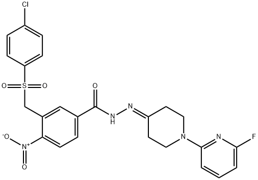 3-([(4-CHLOROPHENYL)SULFONYL]METHYL)-N'-[1-(6-FLUORO-2-PYRIDINYL)-4-PIPERIDINYLIDENE]-4-NITROBENZENECARBOHYDRAZIDE Struktur