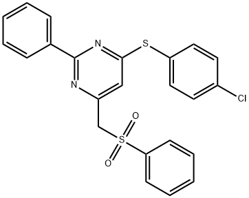 (6-[(4-CHLOROPHENYL)SULFANYL]-2-PHENYL-4-PYRIMIDINYL)METHYL PHENYL SULFONE Struktur