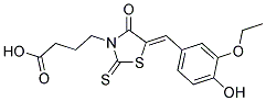 4-[(5Z)-5-(3-ETHOXY-4-HYDROXYBENZYLIDENE)-4-OXO-2-THIOXO-1,3-THIAZOLIDIN-3-YL]BUTANOIC ACID Struktur