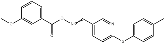5-(([(3-METHOXYBENZOYL)OXY]IMINO)METHYL)-2-[(4-METHYLPHENYL)SULFANYL]PYRIDINE Struktur