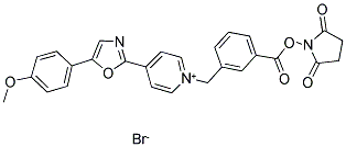 1-[3-(SUCCINIMIDYLOXYCARBONYL)BENZYL]-4-[5-(4-METHOXYPHENYL)-2-OXAZOLYL]PYRIDINIUM BROMIDE Struktur