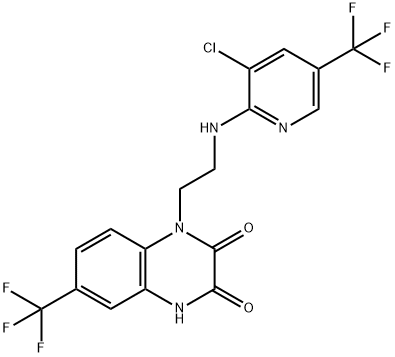 1-(2-([3-CHLORO-5-(TRIFLUOROMETHYL)-2-PYRIDINYL]AMINO)ETHYL)-6-(TRIFLUOROMETHYL)-1,4-DIHYDRO-2,3-QUINOXALINEDIONE Struktur