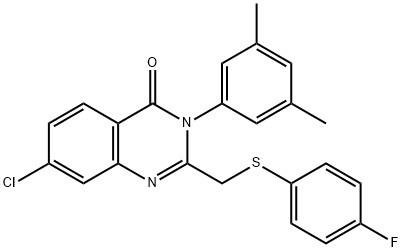 7-CHLORO-3-(3,5-DIMETHYLPHENYL)-2-([(4-FLUOROPHENYL)SULFANYL]METHYL)-4(3H)-QUINAZOLINONE Struktur