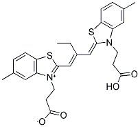 3,3' DI(2-CARBOXYETHYL)-9-ETHYL-5,5'-DIMETHYL-THIACARBOCYANINE Struktur