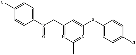 4-CHLOROPHENYL (6-[(4-CHLOROPHENYL)SULFANYL]-2-METHYL-4-PYRIMIDINYL)METHYL SULFOXIDE Struktur