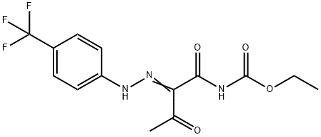 ETHYL N-(3-OXO-2-(2-[4-(TRIFLUOROMETHYL)PHENYL]HYDRAZONO)BUTANOYL)CARBAMATE Struktur