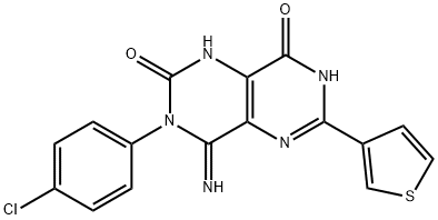 3-(4-CHLOROPHENYL)-4-IMINO-6-(3-THIENYL)-1,3,7-TRIHYDRO-5,7-DIAZAQUINAZOLINE-2,8-DIONE Struktur