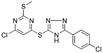 4-CHLORO-6-([5-(4-CHLOROPHENYL)-4H-1,2,4-TRIAZOL-3-YL]THIO)-2-(METHYLTHIO)PYRIMIDINE Struktur