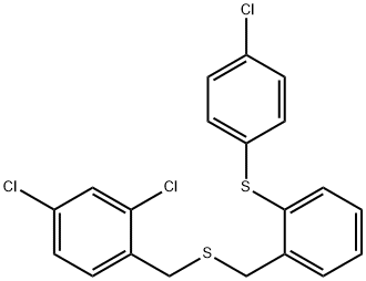 2,4-DICHLORO-1-[((2-[(4-CHLOROPHENYL)SULFANYL]BENZYL)SULFANYL)METHYL]BENZENE Struktur