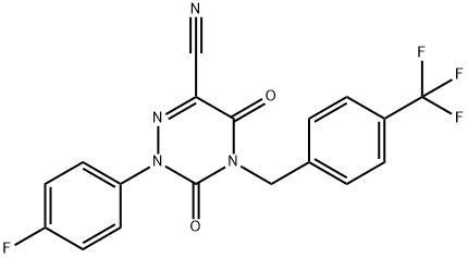 2-(4-FLUOROPHENYL)-3,5-DIOXO-4-[4-(TRIFLUOROMETHYL)BENZYL]-2,3,4,5-TETRAHYDRO-1,2,4-TRIAZINE-6-CARBONITRILE Struktur