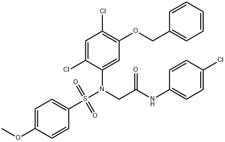 2-(5-(BENZYLOXY)-2,4-DICHLORO[(4-METHOXYPHENYL)SULFONYL]ANILINO)-N-(4-CHLOROPHENYL)ACETAMIDE Struktur