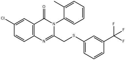 6-CHLORO-3-(2-METHYLPHENYL)-2-(([3-(TRIFLUOROMETHYL)PHENYL]SULFANYL)METHYL)-4(3H)-QUINAZOLINONE Struktur