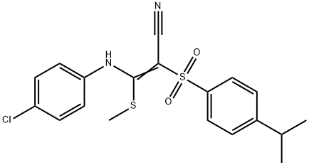 3-((4-CHLOROPHENYL)AMINO)-2-((4-(ISOPROPYL)PHENYL)SULFONYL)-3-METHYLTHIOPROP-2-ENENITRILE Struktur