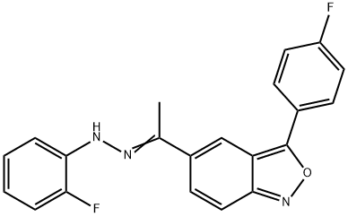 1-[3-(4-FLUOROPHENYL)-2,1-BENZISOXAZOL-5-YL]-1-ETHANONE N-(2-FLUOROPHENYL)HYDRAZONE Struktur