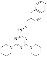 (E)-2-(2-(NAPHTHALEN-2-YLMETHYLENE)HYDRAZINYL)-4,6-DI(PIPERIDIN-1-YL)-1,3,5-TRIAZINE Struktur