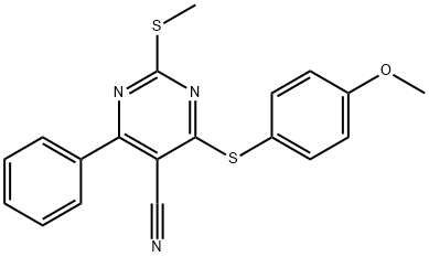 4-[(4-METHOXYPHENYL)SULFANYL]-2-(METHYLSULFANYL)-6-PHENYL-5-PYRIMIDINECARBONITRILE Struktur