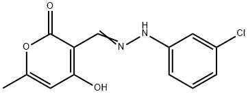 4-HYDROXY-6-METHYL-2-OXO-2H-PYRAN-3-CARBALDEHYDE N-(3-CHLOROPHENYL)HYDRAZONE Struktur