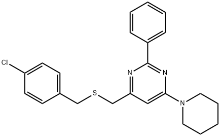 4-([(4-CHLOROBENZYL)SULFANYL]METHYL)-2-PHENYL-6-PIPERIDINOPYRIMIDINE Struktur