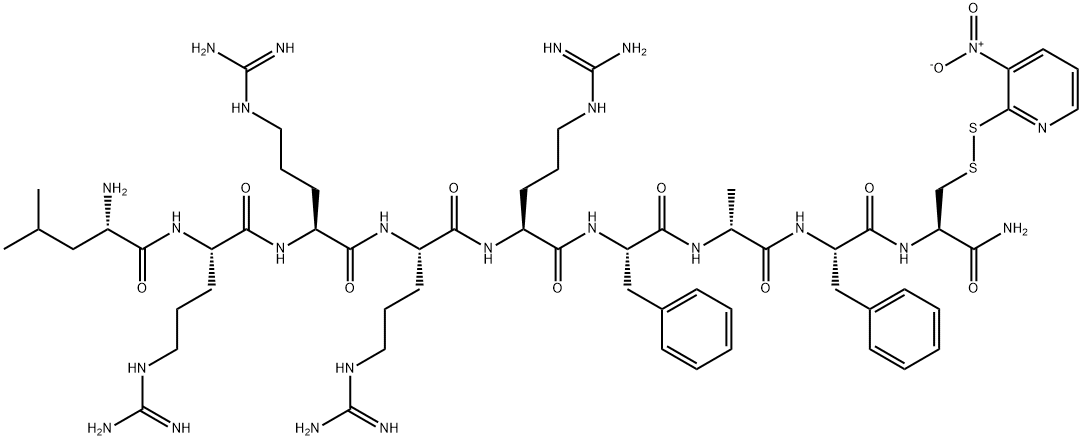 H-LEU-ARG-ARG-ARG-ARG-PHE-D-ALA-PHE-CYS(NPYS)-NH2 Struktur