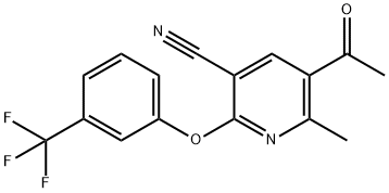 5-ACETYL-6-METHYL-2-[3-(TRIFLUOROMETHYL)PHENOXY]NICOTINONITRILE Struktur