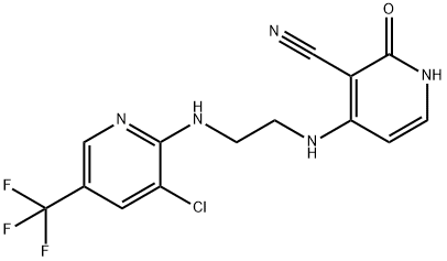 4-[(2-([3-CHLORO-5-(TRIFLUOROMETHYL)-2-PYRIDINYL]AMINO)ETHYL)AMINO]-2-OXO-1,2-DIHYDRO-3-PYRIDINECARBONITRILE Struktur