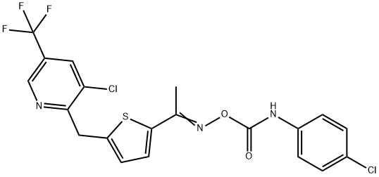 3-CHLORO-2-([5-(([(4-CHLOROANILINO)CARBONYL]OXY)ETHANIMIDOYL)-2-THIENYL]METHYL)-5-(TRIFLUOROMETHYL)PYRIDINE Struktur