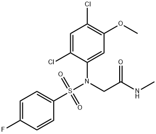 2-(2,4-DICHLORO[(4-FLUOROPHENYL)SULFONYL]-5-METHOXYANILINO)-N-METHYLACETAMIDE Struktur