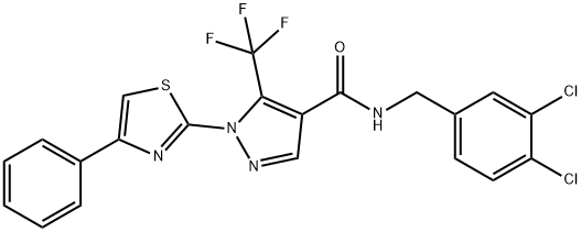 N-(3,4-DICHLOROBENZYL)-1-(4-PHENYL-1,3-THIAZOL-2-YL)-5-(TRIFLUOROMETHYL)-1H-PYRAZOLE-4-CARBOXAMIDE Struktur