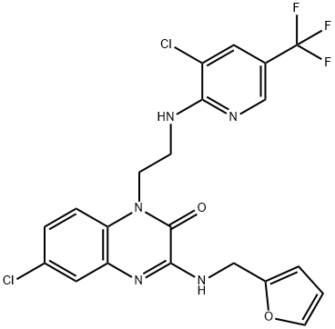 6-CHLORO-1-(2-([3-CHLORO-5-(TRIFLUOROMETHYL)-2-PYRIDINYL]AMINO)ETHYL)-3-[(2-FURYLMETHYL)AMINO]-2(1H)-QUINOXALINONE Struktur