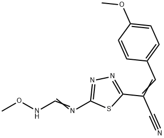 N-(5-[1-CYANO-2-(4-METHOXYPHENYL)VINYL]-1,3,4-THIADIAZOL-2-YL)-N'-METHOXYIMINOFORMAMIDE Struktur