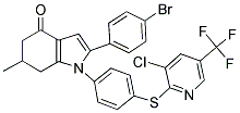 2-(4-BROMOPHENYL)-1-(4-(3-CHLORO-5-(TRIFLUOROMETHYL)(2-PYRIDYLTHIO))PHENYL)-6-METHYL-5,6,7-TRIHYDROINDOL-4-ONE Struktur