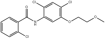 2-CHLORO-N-[2,4-DICHLORO-5-(2-METHOXYETHOXY)PHENYL]BENZENECARBOXAMIDE Struktur