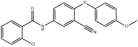 2-CHLORO-N-(3-CYANO-4-[(4-METHOXYPHENYL)SULFANYL]PHENYL)BENZENECARBOXAMIDE Struktur