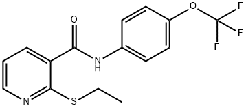 (2-ETHYLTHIO(3-PYRIDYL))-N-(4-(TRIFLUOROMETHOXY)PHENYL)FORMAMIDE Struktur