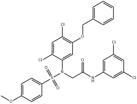 2-(5-(BENZYLOXY)-2,4-DICHLORO[(4-METHOXYPHENYL)SULFONYL]ANILINO)-N-(3,5-DICHLOROPHENYL)ACETAMIDE Struktur