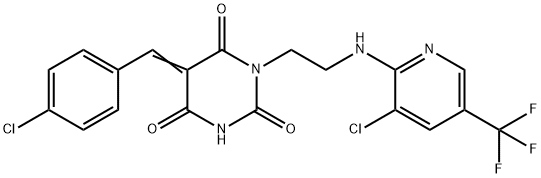 5-[(4-CHLOROPHENYL)METHYLENE]-1-(2-([3-CHLORO-5-(TRIFLUOROMETHYL)-2-PYRIDINYL]AMINO)ETHYL)-2,4,6(1H,3H,5H)-PYRIMIDINETRIONE Struktur