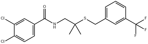 3,4-DICHLORO-N-(2-METHYL-2-([3-(TRIFLUOROMETHYL)BENZYL]SULFANYL)PROPYL)BENZENECARBOXAMIDE Struktur