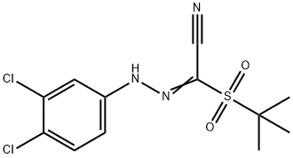 2-(TERT-BUTYLSULFONYL)-2-[2-(3,4-DICHLOROPHENYL)HYDRAZONO]ACETONITRILE Struktur